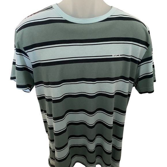 RVCA Other - RVCA Skate Green & Blue Stripes Vintage Wash Tee Shirt Men L Large